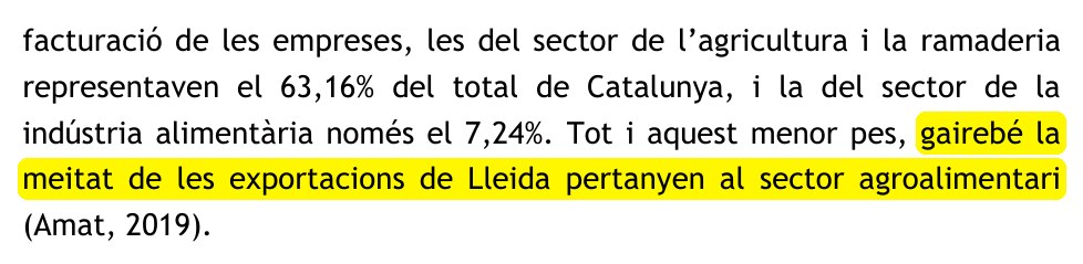 Memòria del pla: gairebé la meitat de les exportacions de Lleida pertanyen al sector agroalimentari