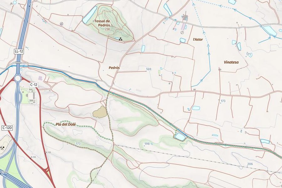 Mapa topogràfic de la partida de Pedrós i el Tossal de Pedrós
